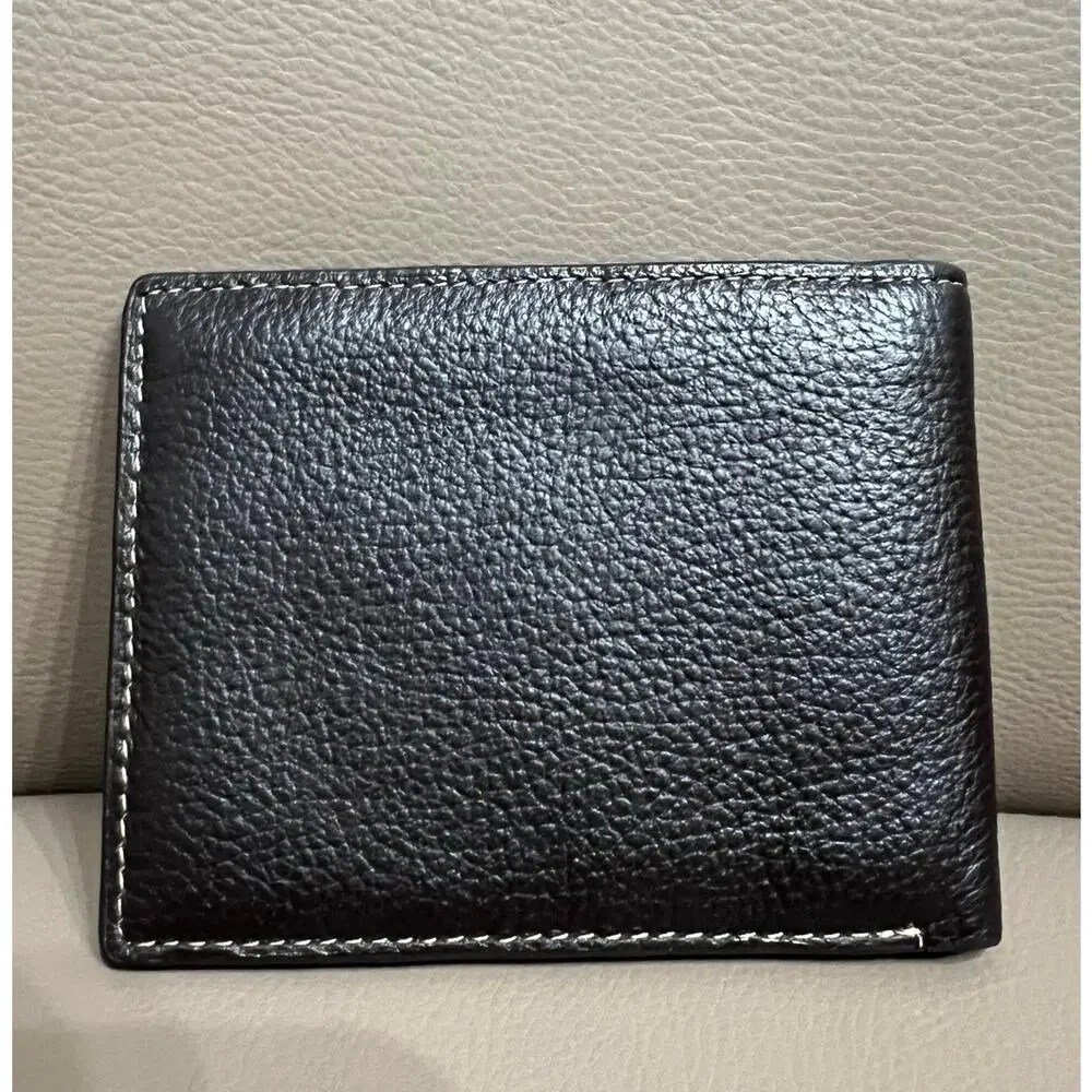 Michael Kors Mens Wallet Brown Pebbled Leather Bifold Embossed Logo